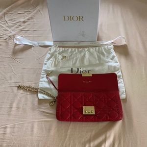 Christian Dior Cannage Red leather wristlet